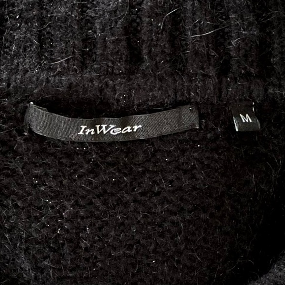 InWear Cardigan, Black & Grey, Soft Mohair Blend, Copper Buttons, Size Medium - Picture 6 of 9